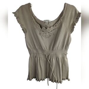 JohnPaulRichard Knit Cap Sleeve Top Sz M